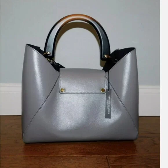 CLAUDIA FIRENZE Gray Leather Totes.  Made in Italy - Picture 3 of 5